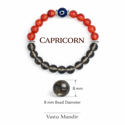 Capricorn zodiac crystal bracelet with round beads on a clean white background
