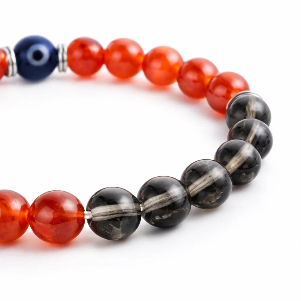 Capricorn zodiac crystal bracelet in a close white-background bead view