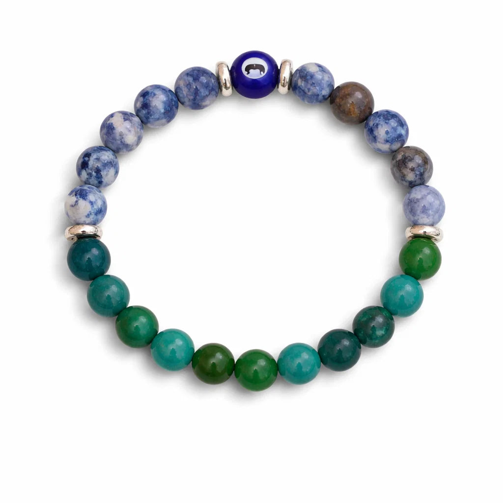 Pisces zodiac crystal bracelet showing the bead colour and surface on white