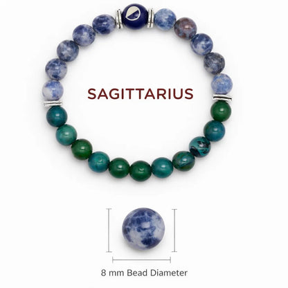Sagittarius zodiac crystal bracelet in a close white-background bead view