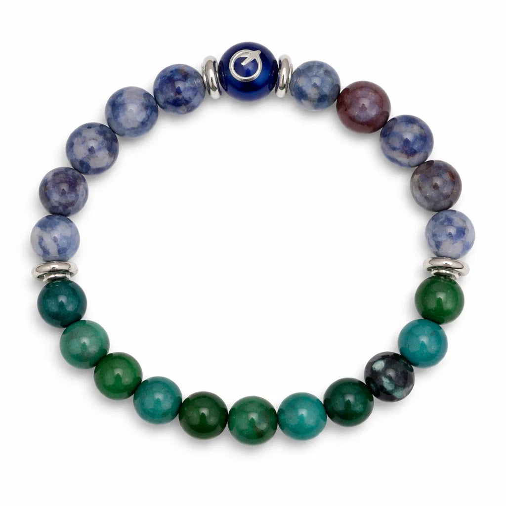 Sagittarius zodiac crystal bracelet showing the bead colour and surface on white