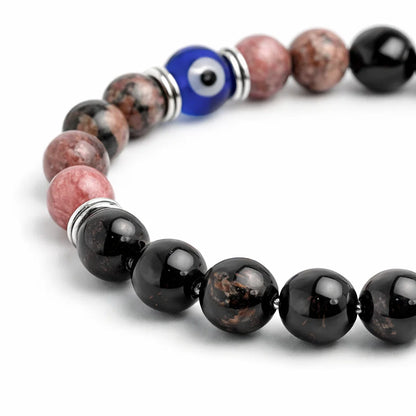 Scorpio zodiac crystal bracelet with round beads on a clean white background