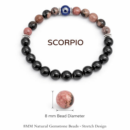 Scorpio zodiac crystal bracelet in a close white-background bead view