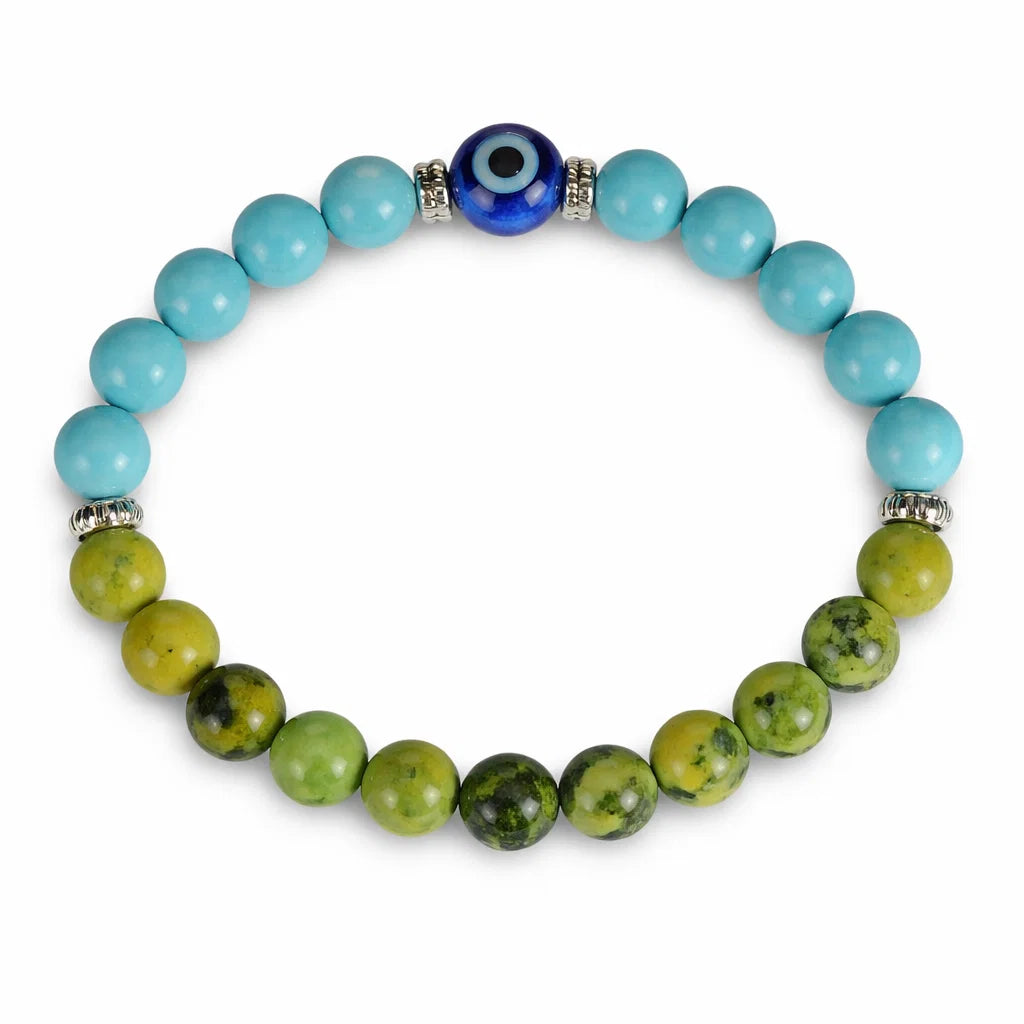 Taurus zodiac crystal bracelet showing the bead colour and surface on white