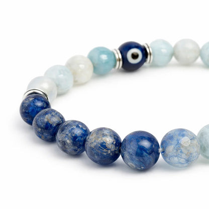 Virgo zodiac crystal bracelet in a close white-background bead view
