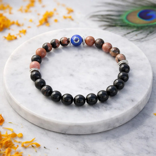 Scorpio zodiac crystal bracelet displayed in a softly lit product setting