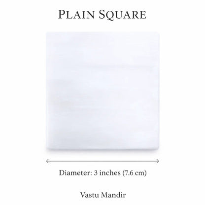 Smooth square selenite plate on a clean white background