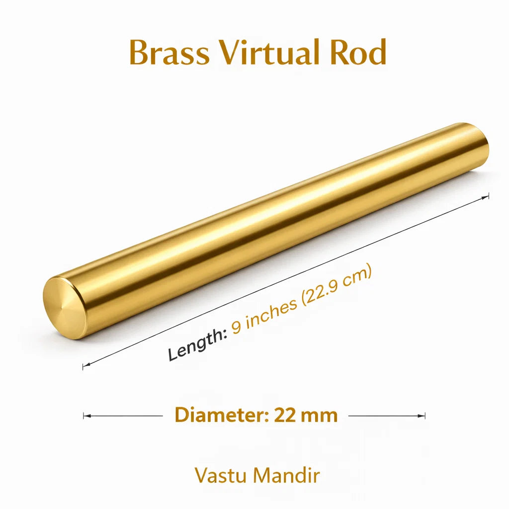 Brass Vastu energy rod in a close-up view against a clean white background