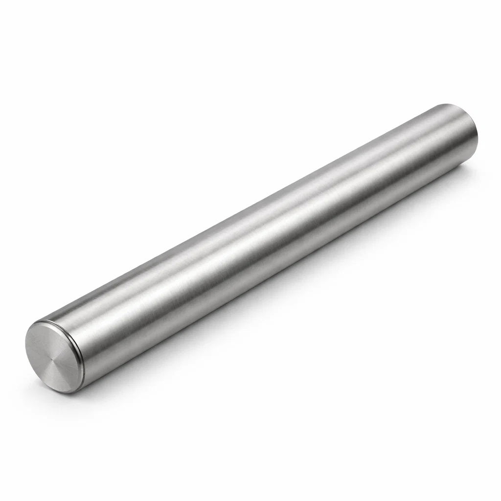 Stainless steel virtual rod shown from a second angle on a white background