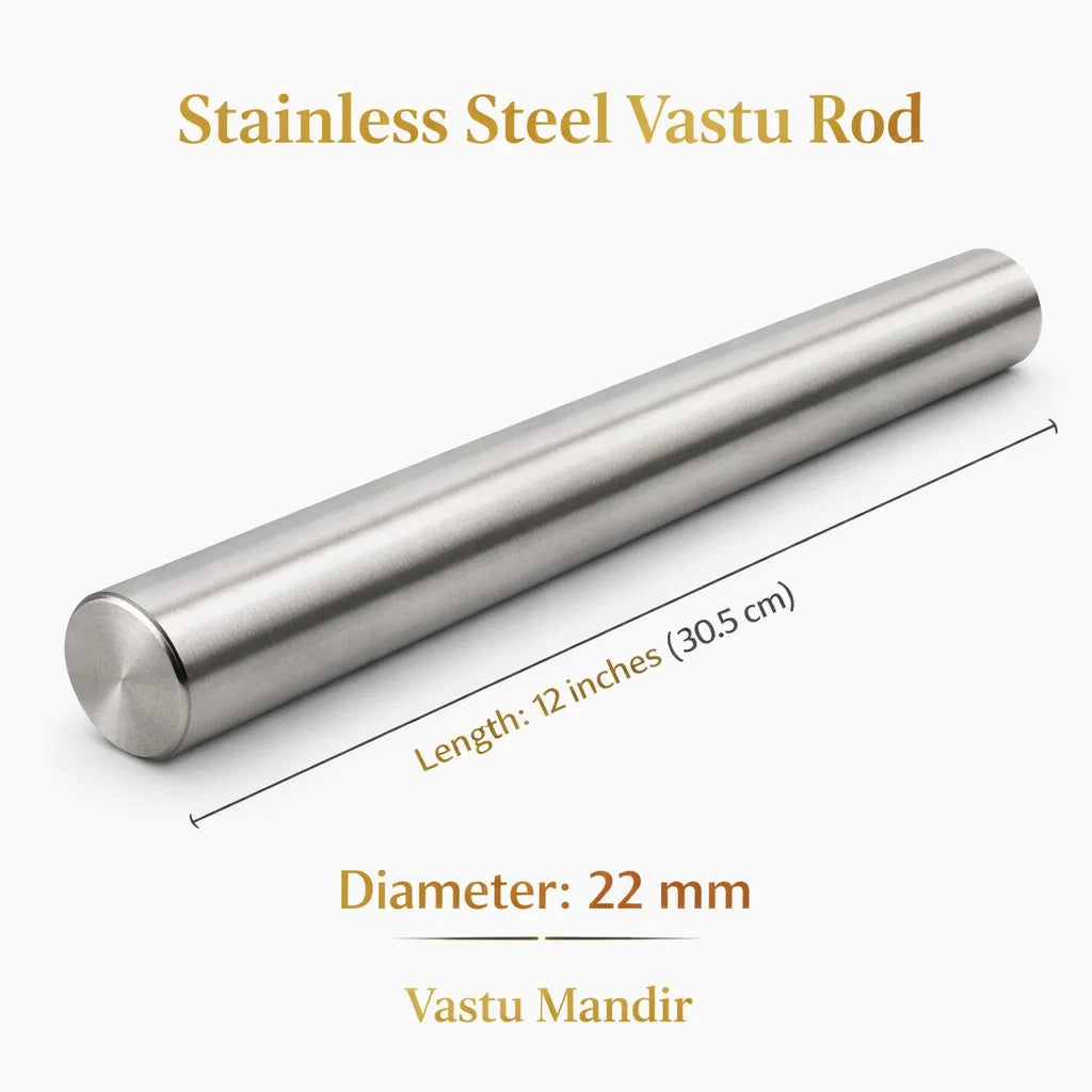 Stainless steel virtual rod dimension graphic showing 12-inch length and 22 mm diameter