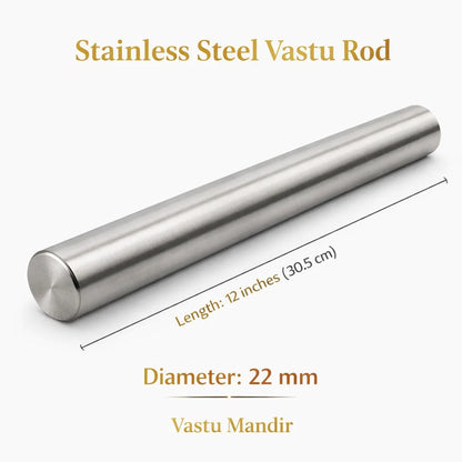 Stainless steel virtual rod dimension graphic showing 12-inch length and 22 mm diameter