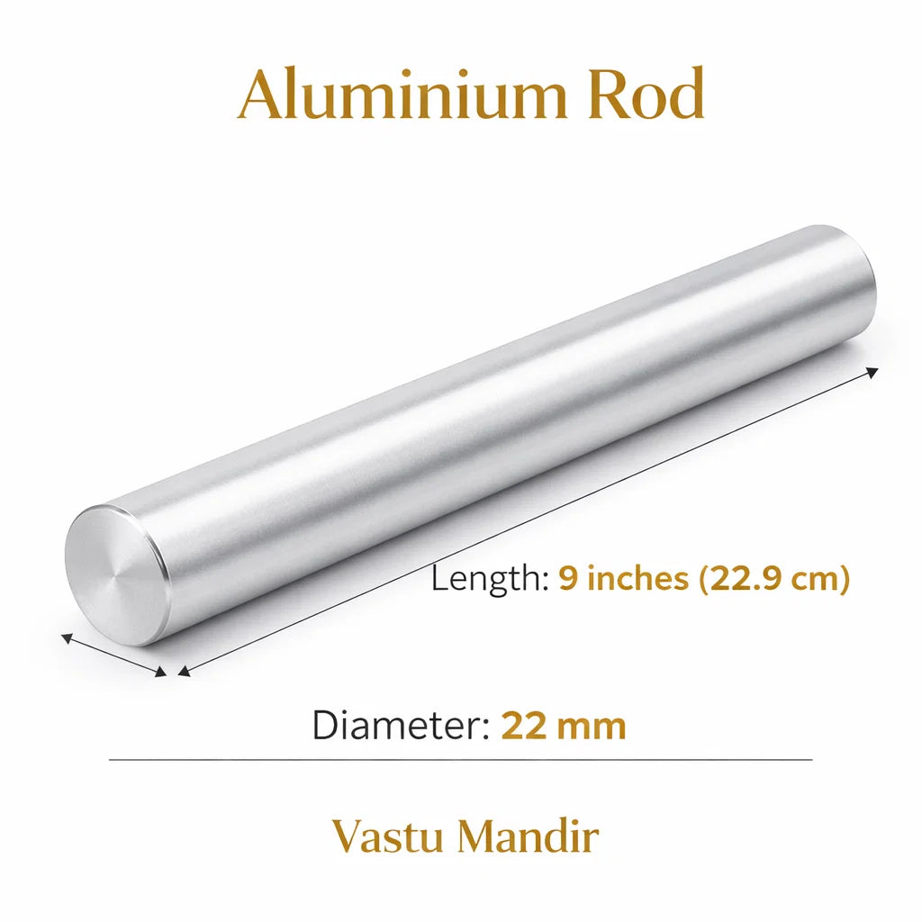 Aluminium virtual rod dimension graphic showing 9-inch length and 22 mm diameter