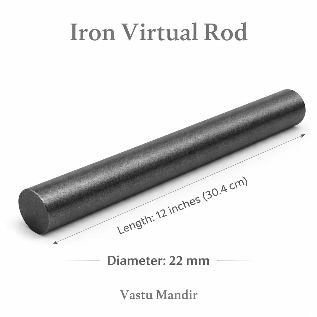 Iron virtual rod dimension graphic showing 12-inch length and 22 mm diameter