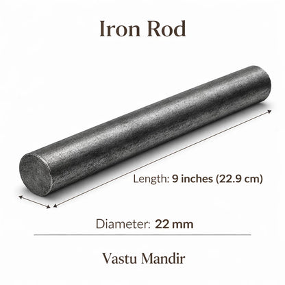 Iron virtual rod dimension graphic showing 9-inch length and 22 mm diameter