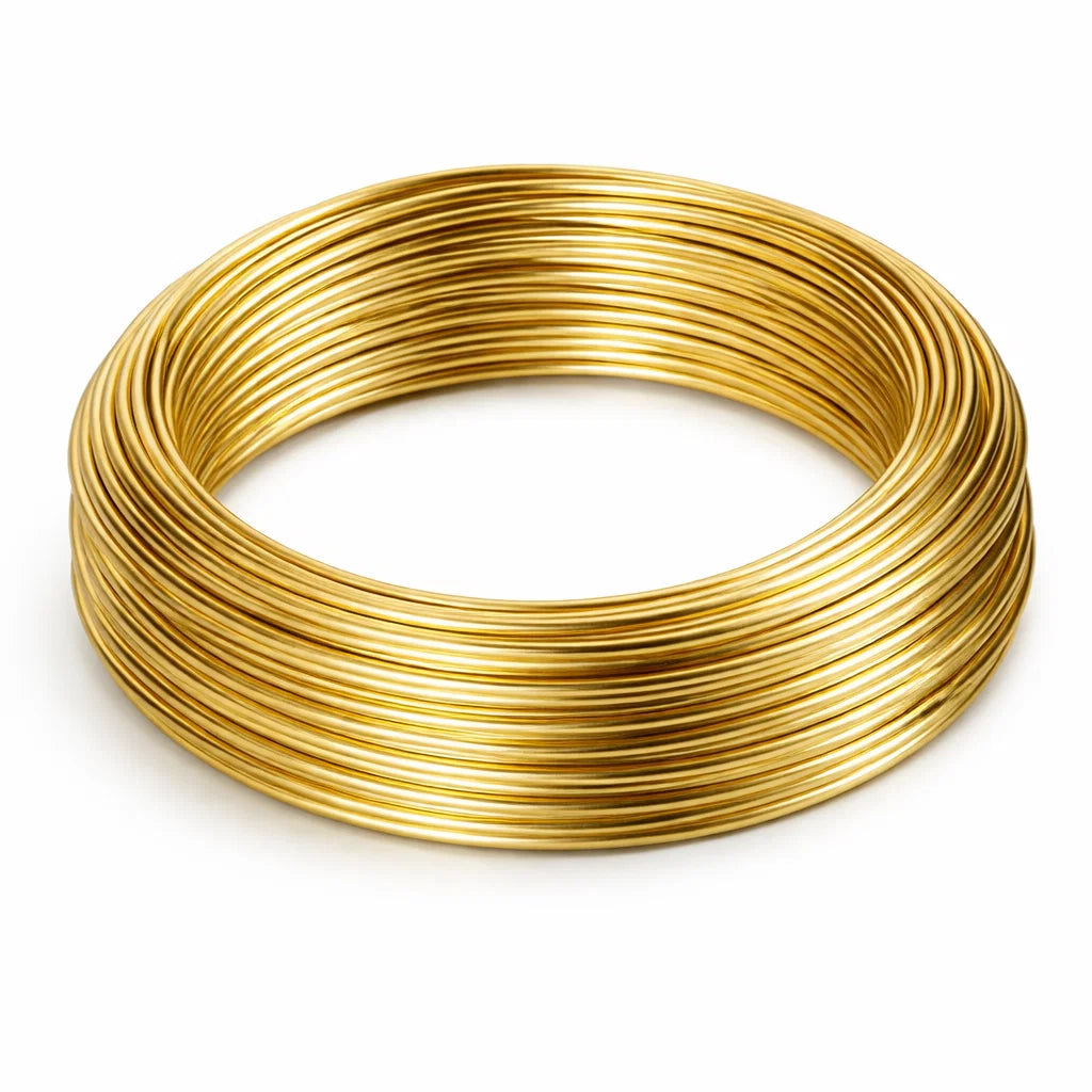 Pure brass wire in a close product view on white