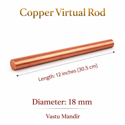 Copper Vastu energy rod information graphic showing visible product details