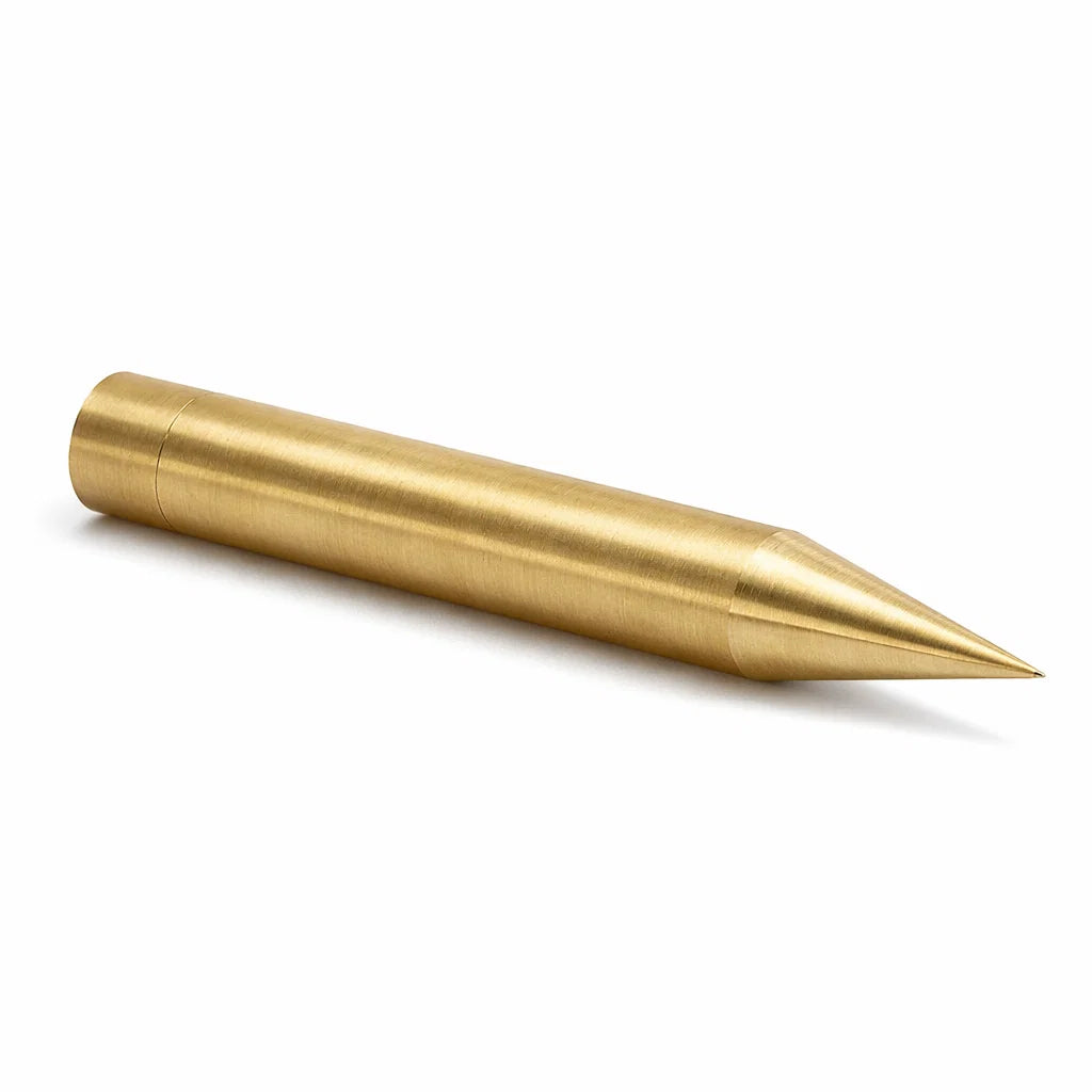 Brass Kilak rod shown horizontally on a white background