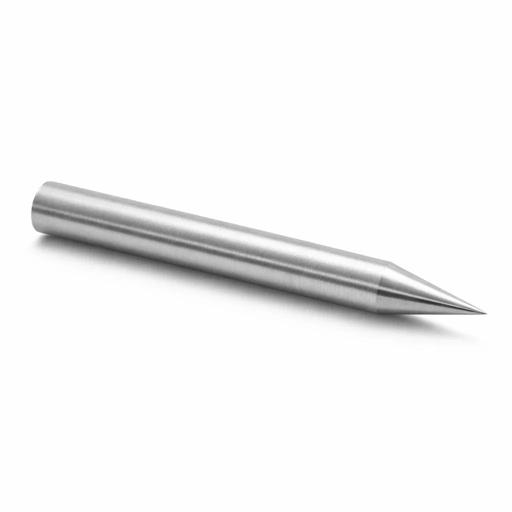Stainless steel Kilak rod shown from a second diagonal angle on white