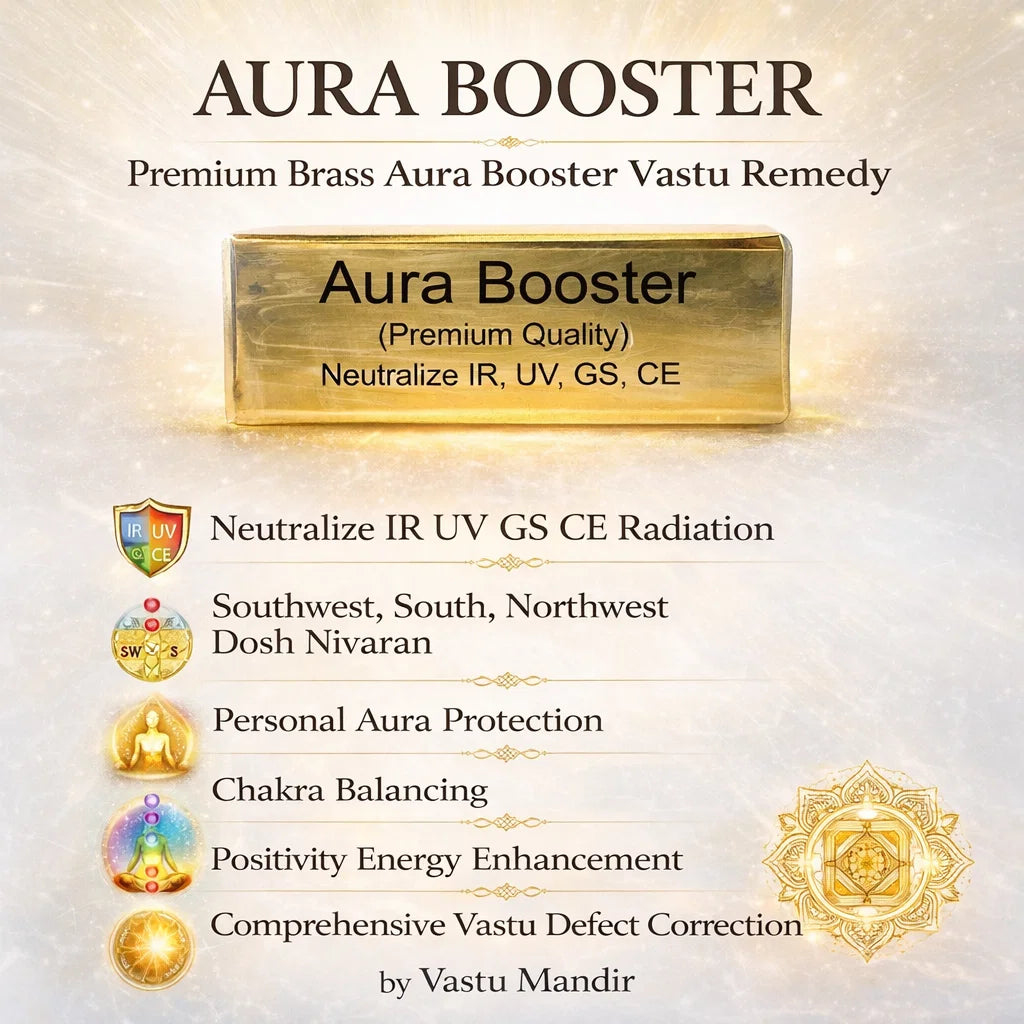 Brass aura booster shown in a close styled product view