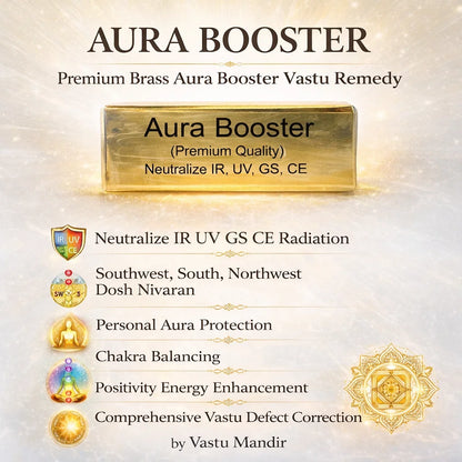 Brass aura booster shown in a close styled product view