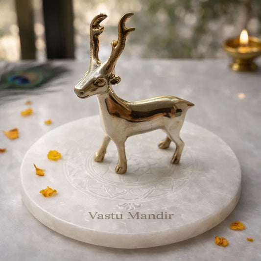 Brass deer idol Vastu remedy displayed in a softly lit product setting