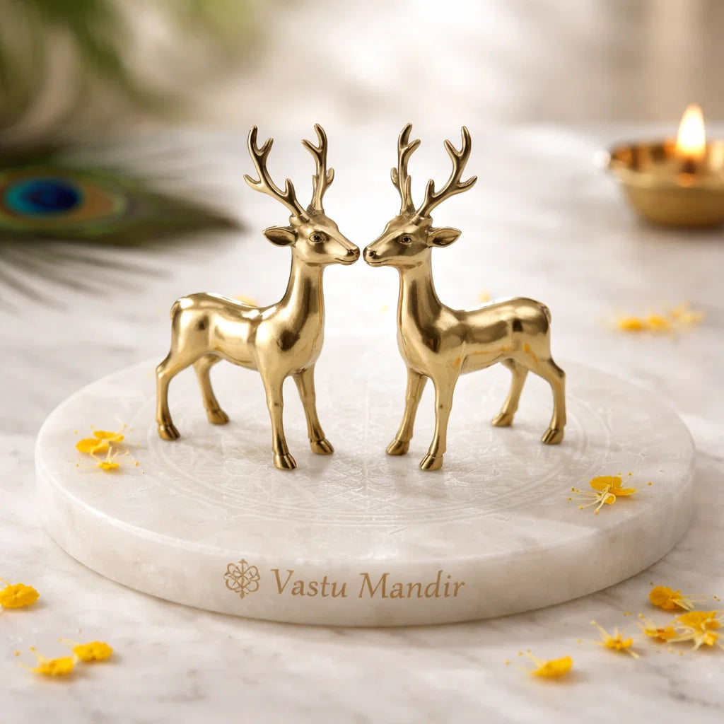 Brass deer idol Vastu remedy shown in a separate styled product photograph