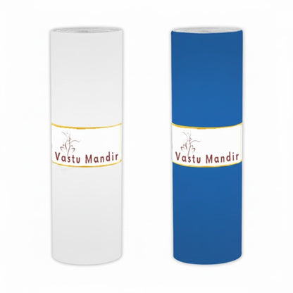 White and blue Vastu colour tape rolls displayed on a clean white background