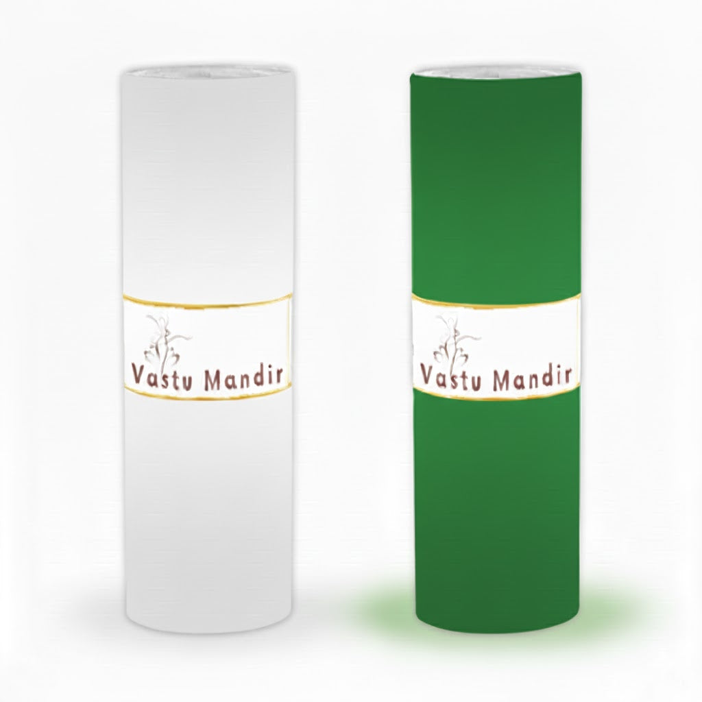 White and green Vastu colour tape rolls displayed on a clean white background